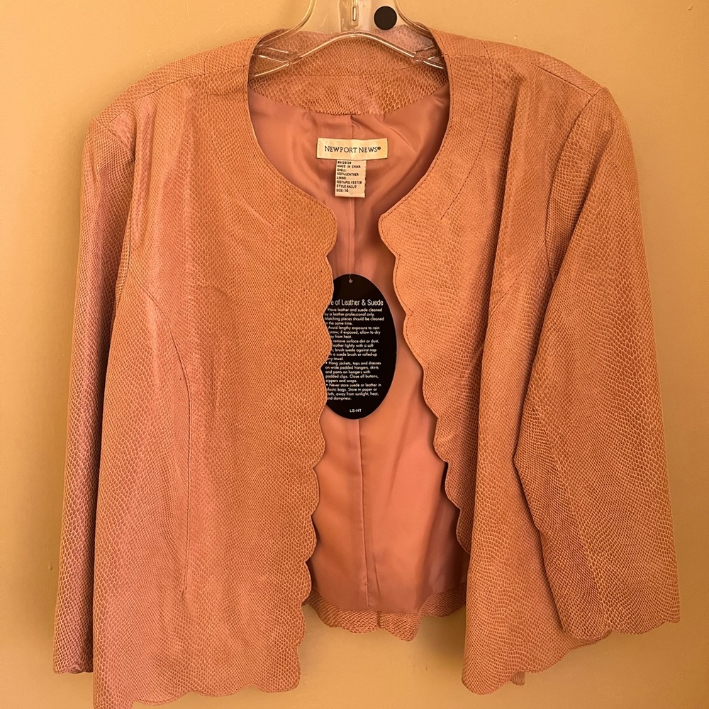 Newport News pink leather bomber jacket